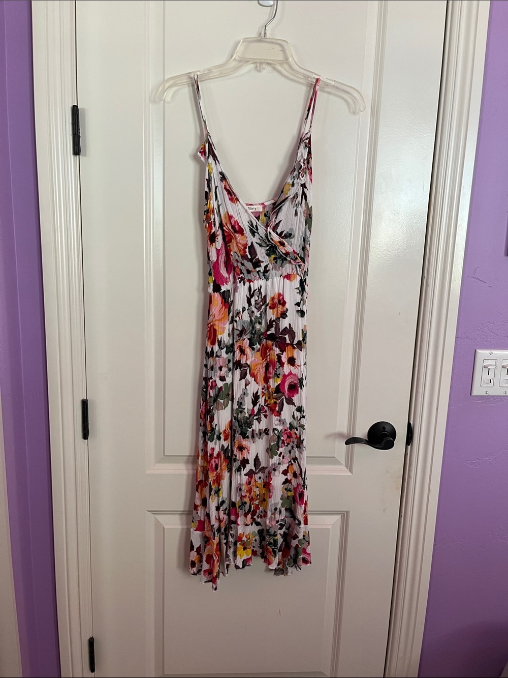 One Story Floral Midi Dress Pink Multicolor Sleeveless